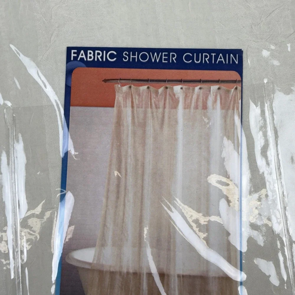 Maytex‎ Cream Crinkle Stripe Fabric Shower Curtain 70x72 White Bathroom Decor